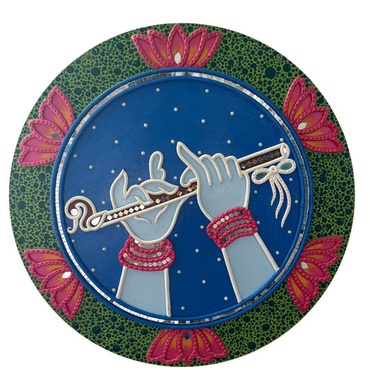 Urli Utsav Lippan Wall Art - Krishna Flute