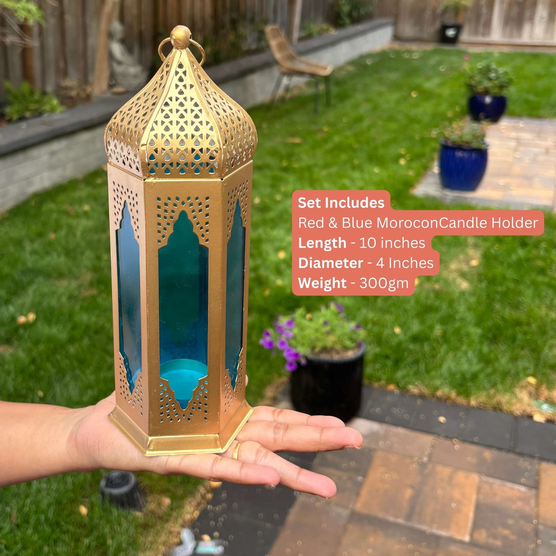 Size specification of Urli Utsav Decor Gold Moroccan-style candle holder