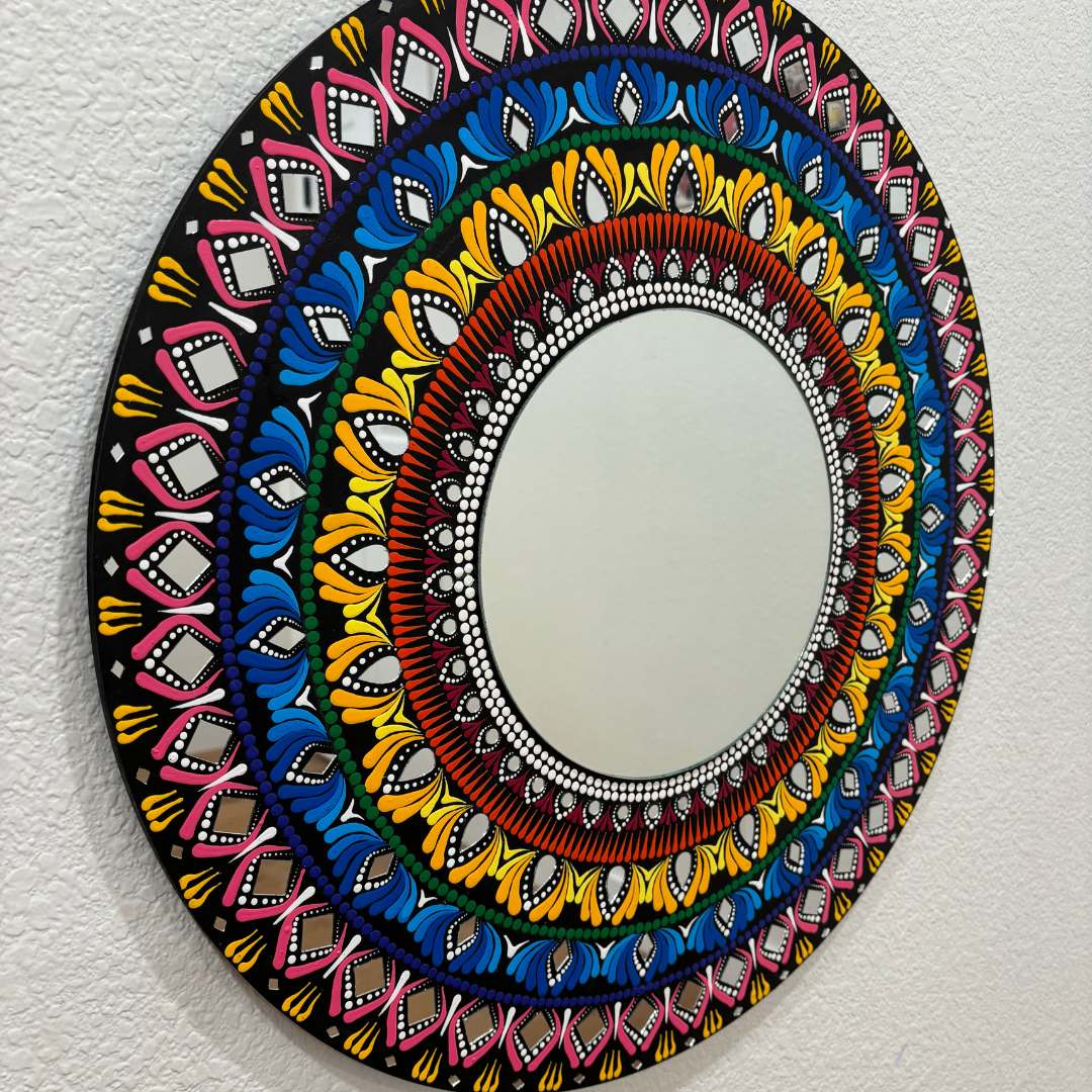 Urli Utsav 24 Inches Lippan Mirror - Multi