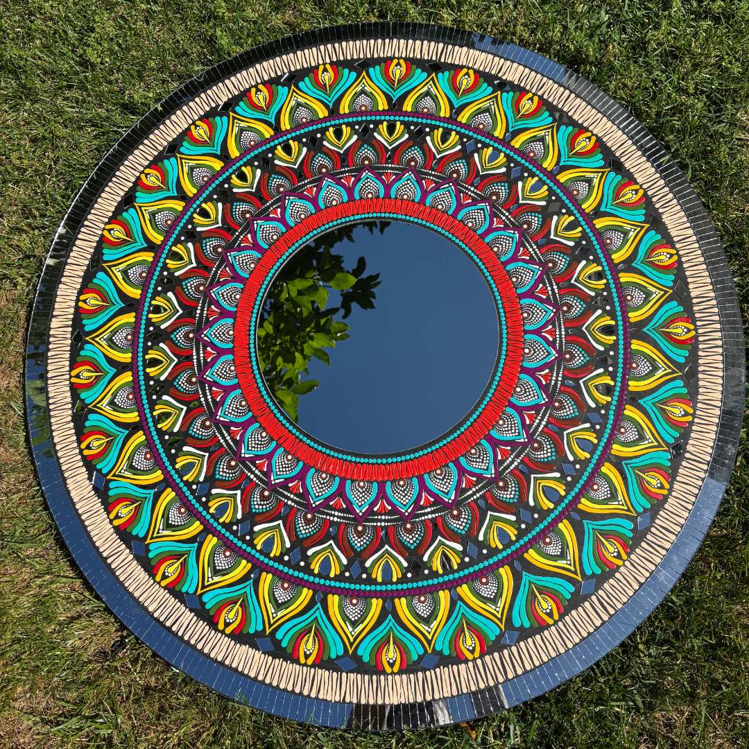 36-Inches Mandala Mirror Wall Art - Peacock