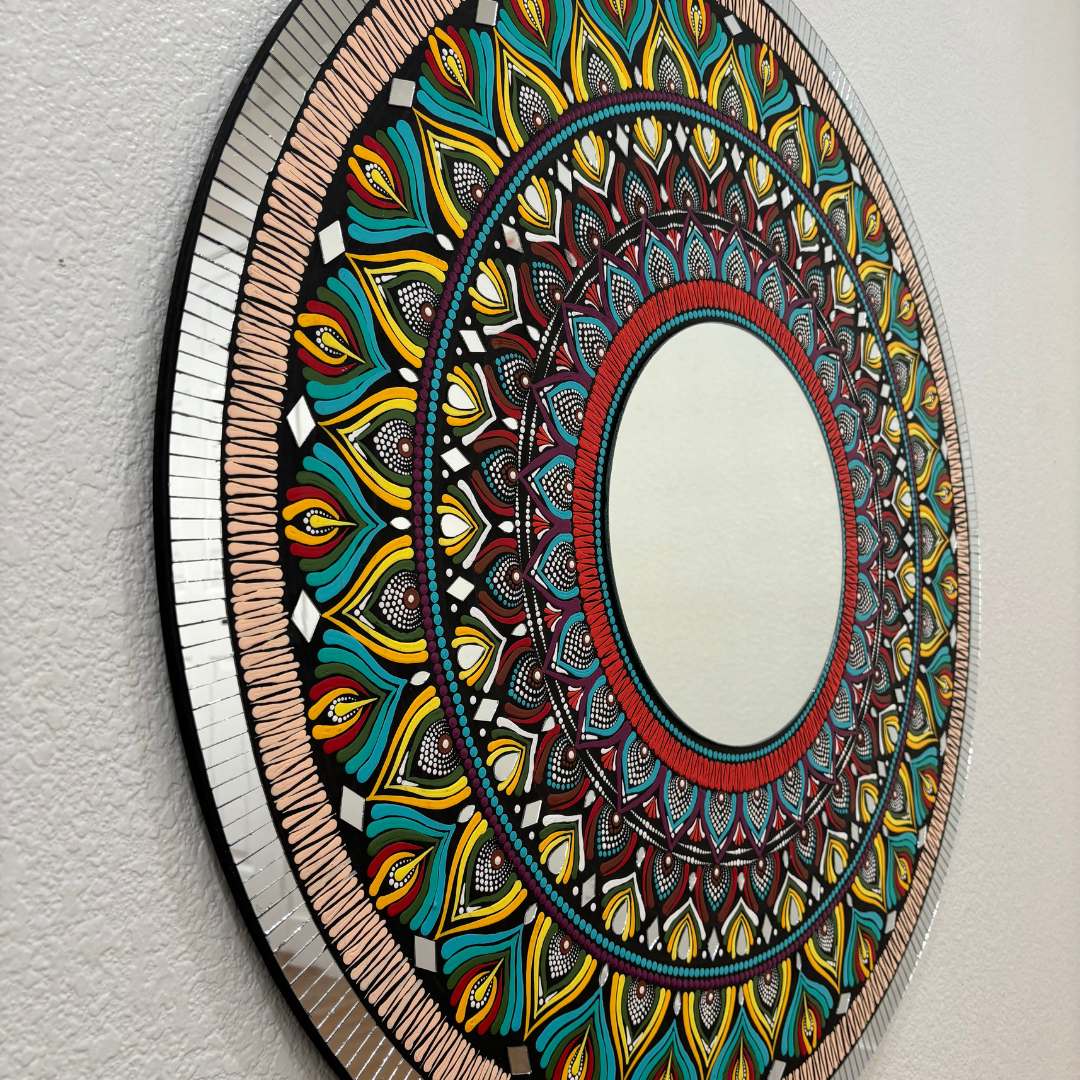 36-Inches Mandala Mirror Wall Art - Peacock