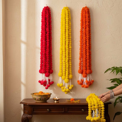 eusable artificial floral garlands red orange yellow for weddings birthdays Ganesh Chaturthi