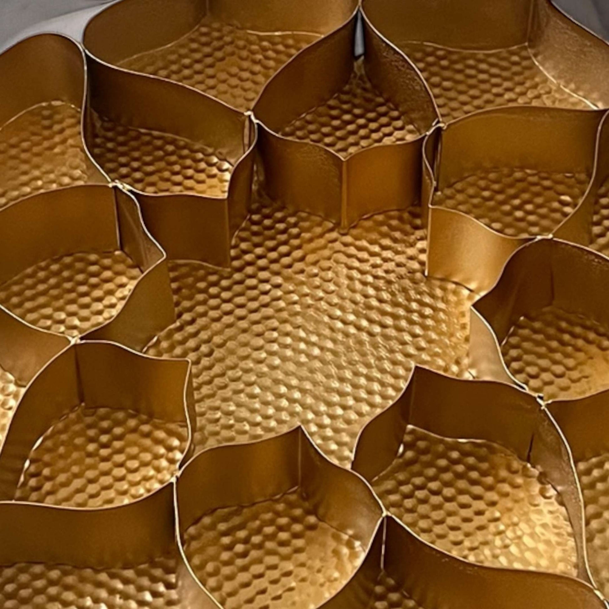 Gold honeycomb pattern closer look of etching plate urli