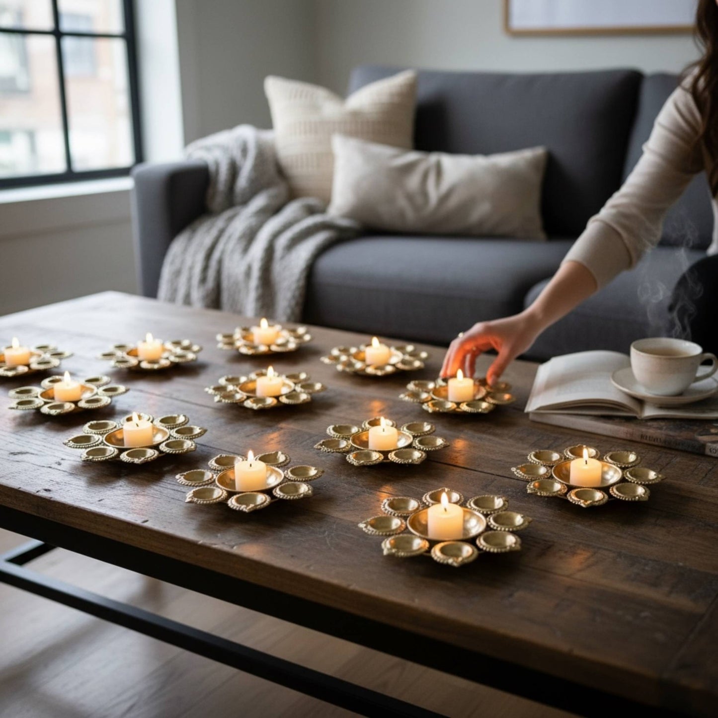 Bulk pack of 10 gold mini Urlis ideal for Indian wedding return gifts and housewarming favors.