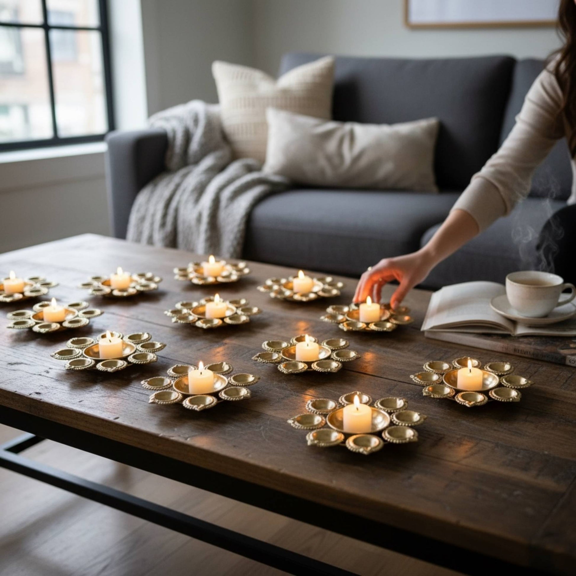 Bulk pack of 10 gold mini Urlis ideal for Indian wedding return gifts and housewarming favors.