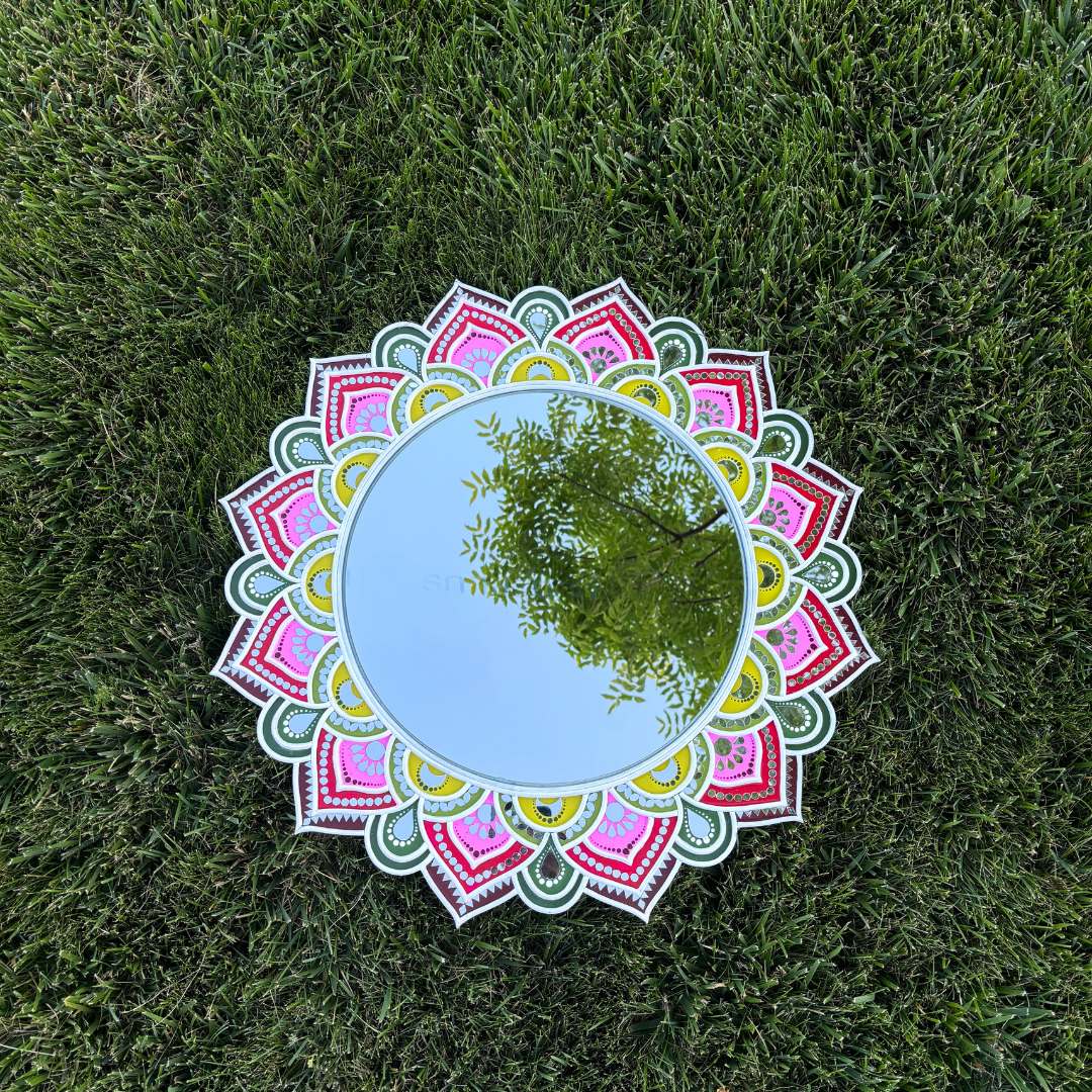 Urli Utsav 24 Inches Lippan Mirror - Sun Design