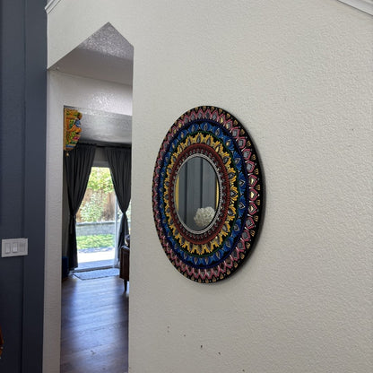 MultiColor Mandala Mirror installed in hallway