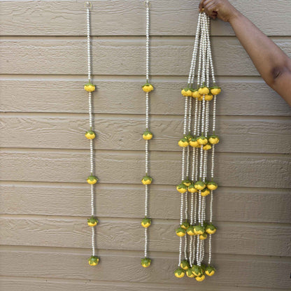 3FT yellow peony flower pearl garland for wedding table decor & Diwali celebration