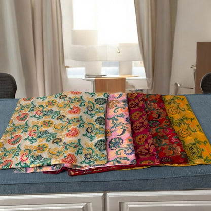 Collection of colorful 16x16 inch Indian brocade throw pillow covers with intricate floral patterns