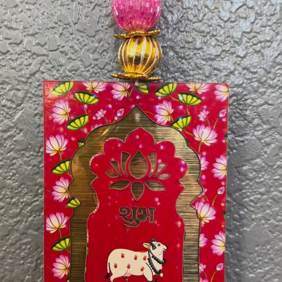 Video preview of Shubh Labh handmade wall hanging set — Diwali festive decor by Urli Utsav