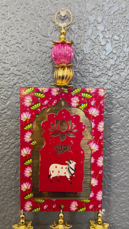 Video preview of Shubh Labh handmade wall hanging set — Diwali festive decor by Urli Utsav