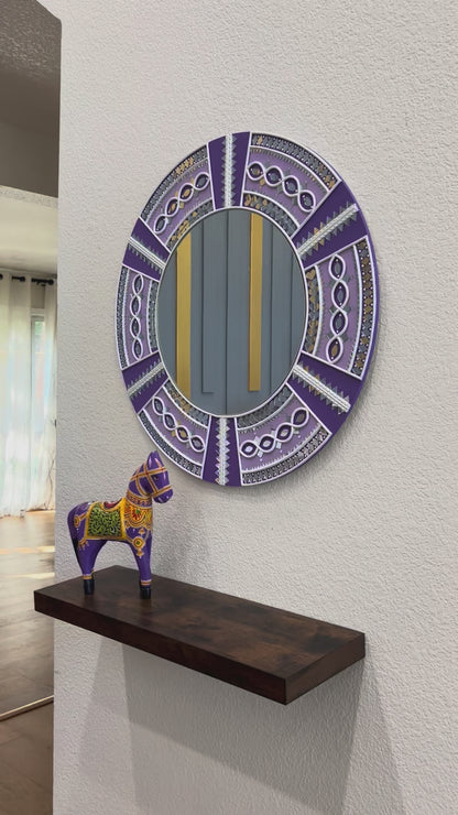 video of 24-Inches Purple Mirror - Lippan Wall Art