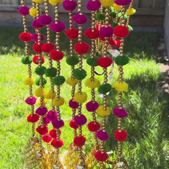 video of Multicolor Pompom Indian Garland 