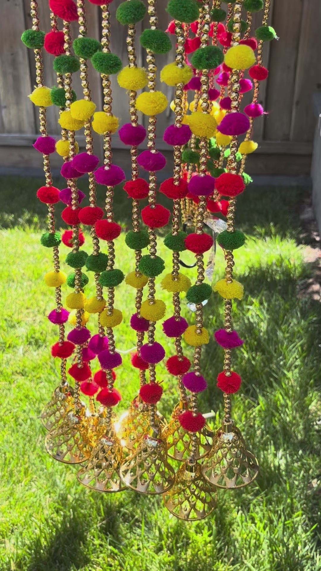 video of Multicolor Pompom Indian Garland 