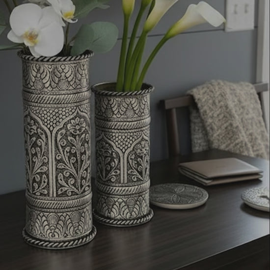 Video of Flower Pot Vase - Antique Silver