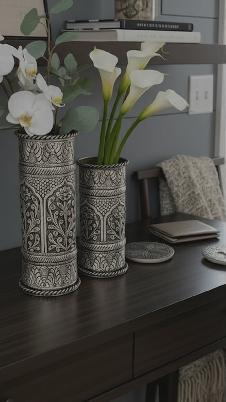 Video of Flower Pot Vase - Antique Silver