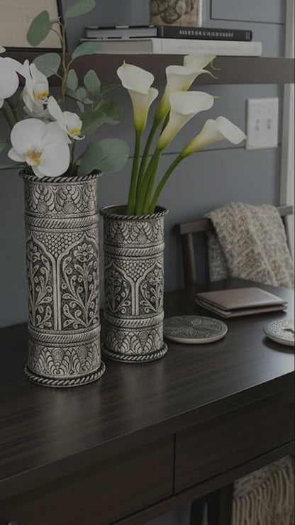 Video of Flower Pot Vase - Antique Silver
