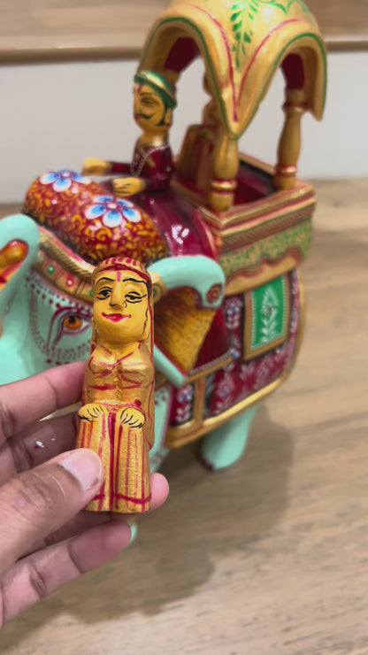 Video of Walking Ambabari Elephant Statue – Wooden Lucky Decor