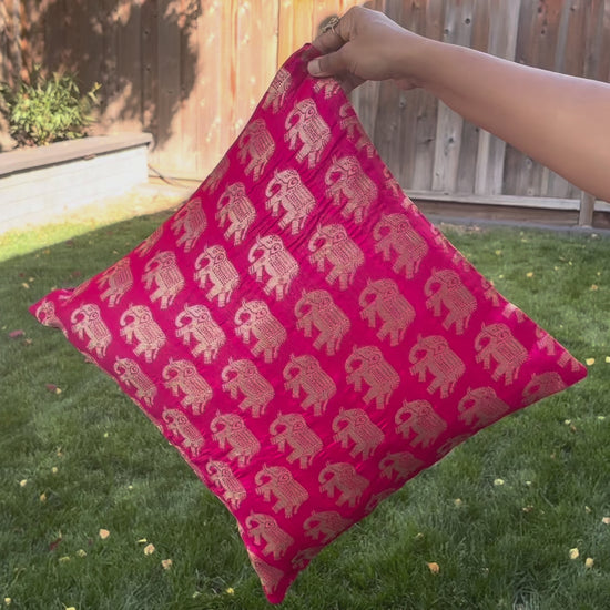 video of 16x16 Indian Cushion Cover Set of 5 – Elephant Print Pillow Covers