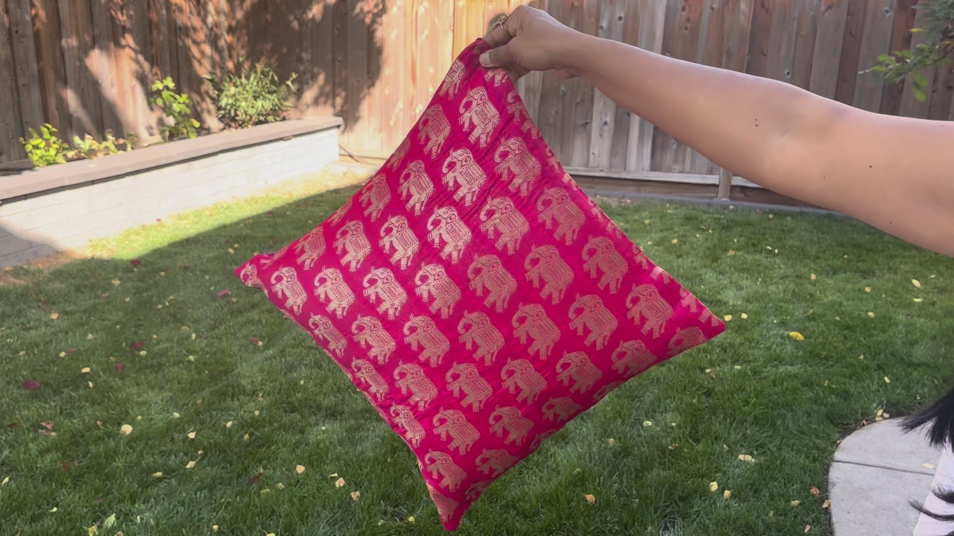 video of 16x16 Indian Cushion Cover Set of 5 – Elephant Print Pillow Covers