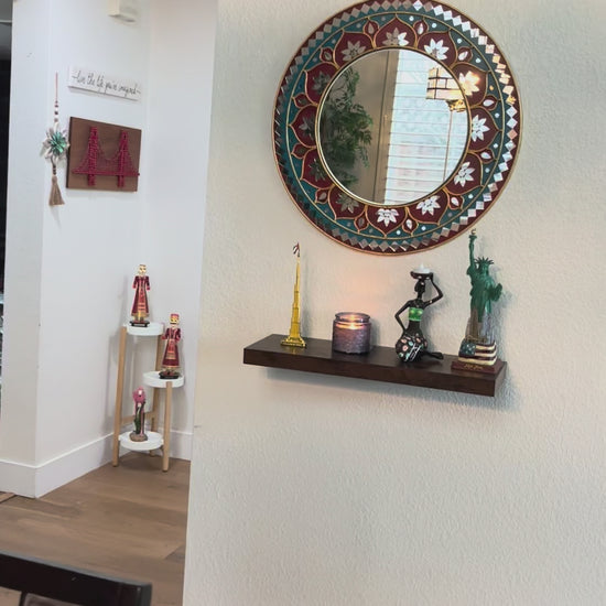 video of 24-Inches Vibrant Red Mandala Lippan Mirror Wall Hanging