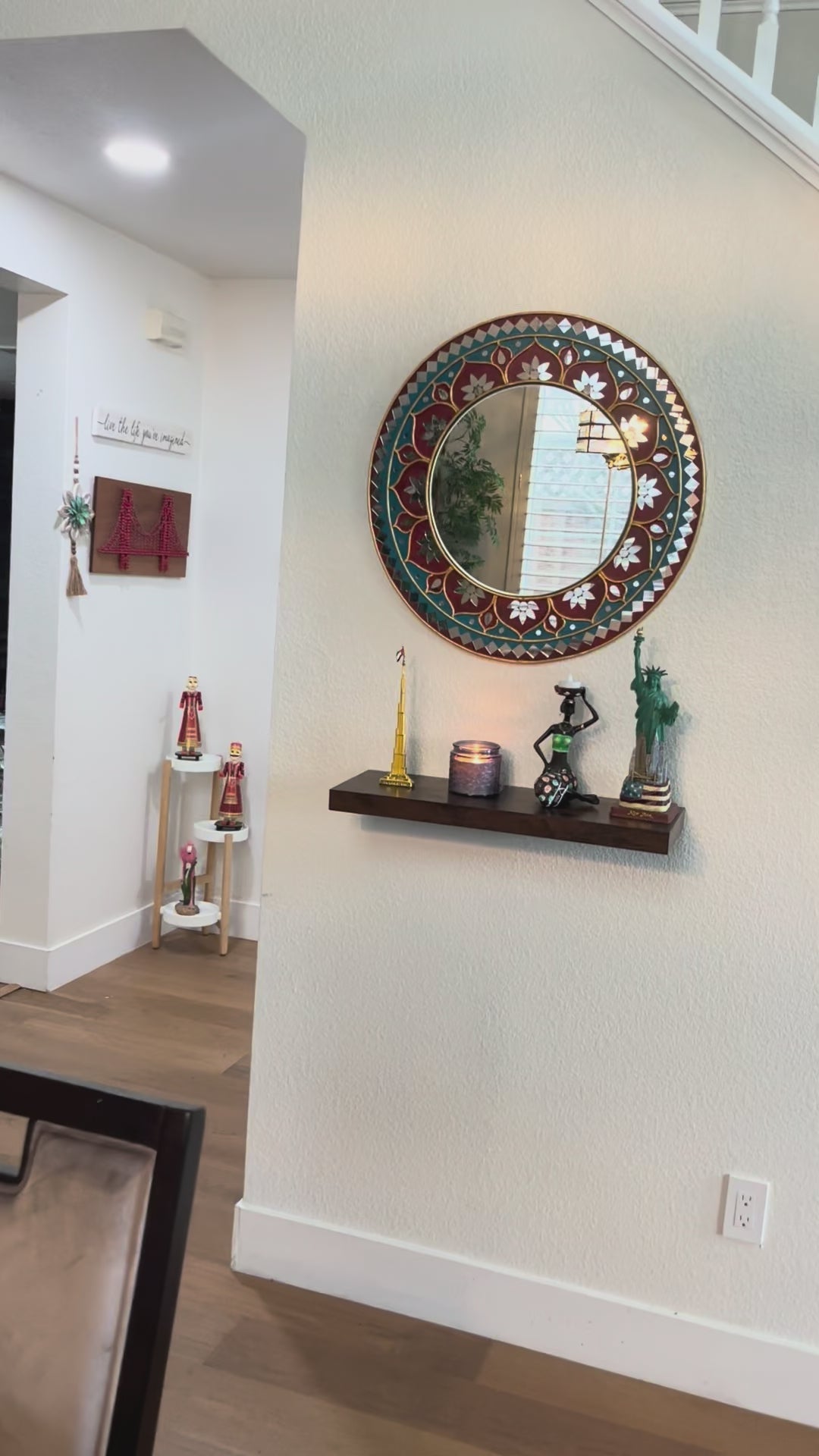 video of 24-Inches Vibrant Red Mandala Lippan Mirror Wall Hanging