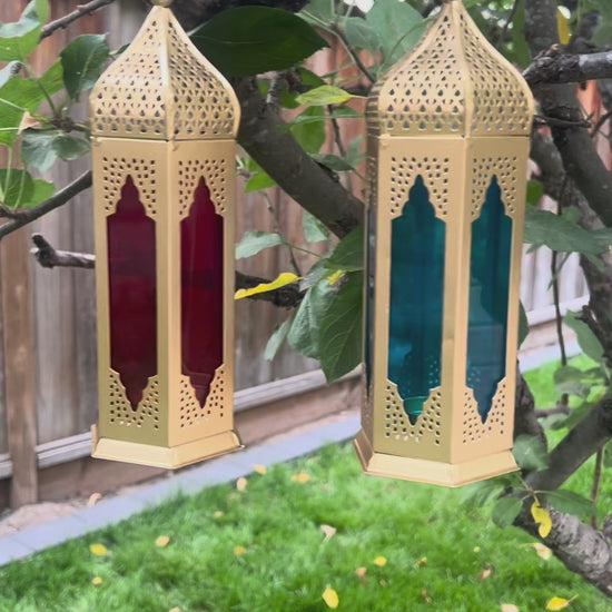 Video Of Moroccan Glass & Metal Tealight Lantern Set 