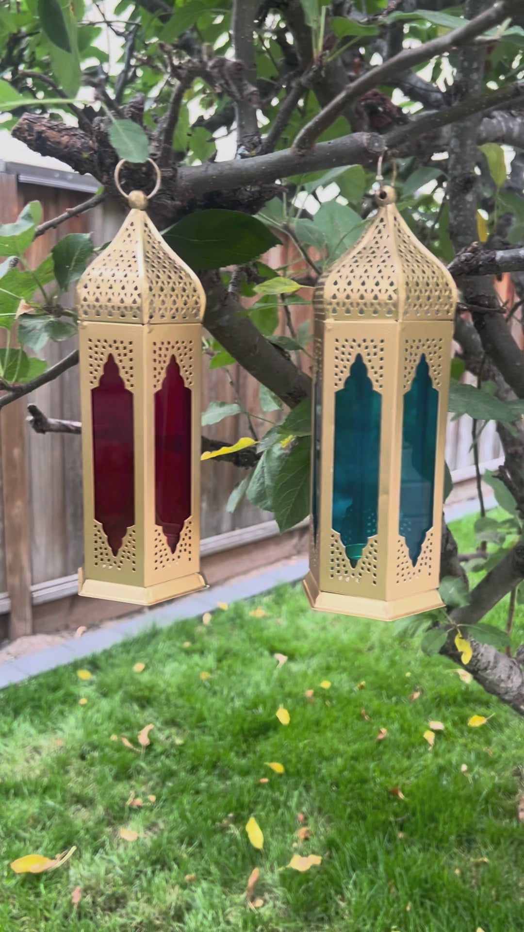 Video Of Moroccan Glass & Metal Tealight Lantern Set 