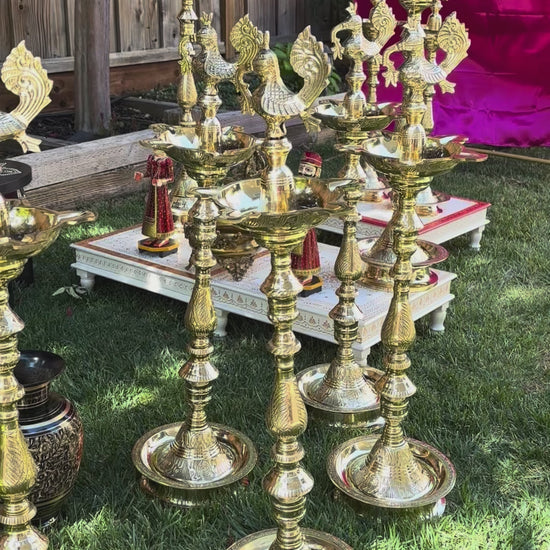 video of Brass Mahabharat Kuthu Vilakku Diya Oil Lamp