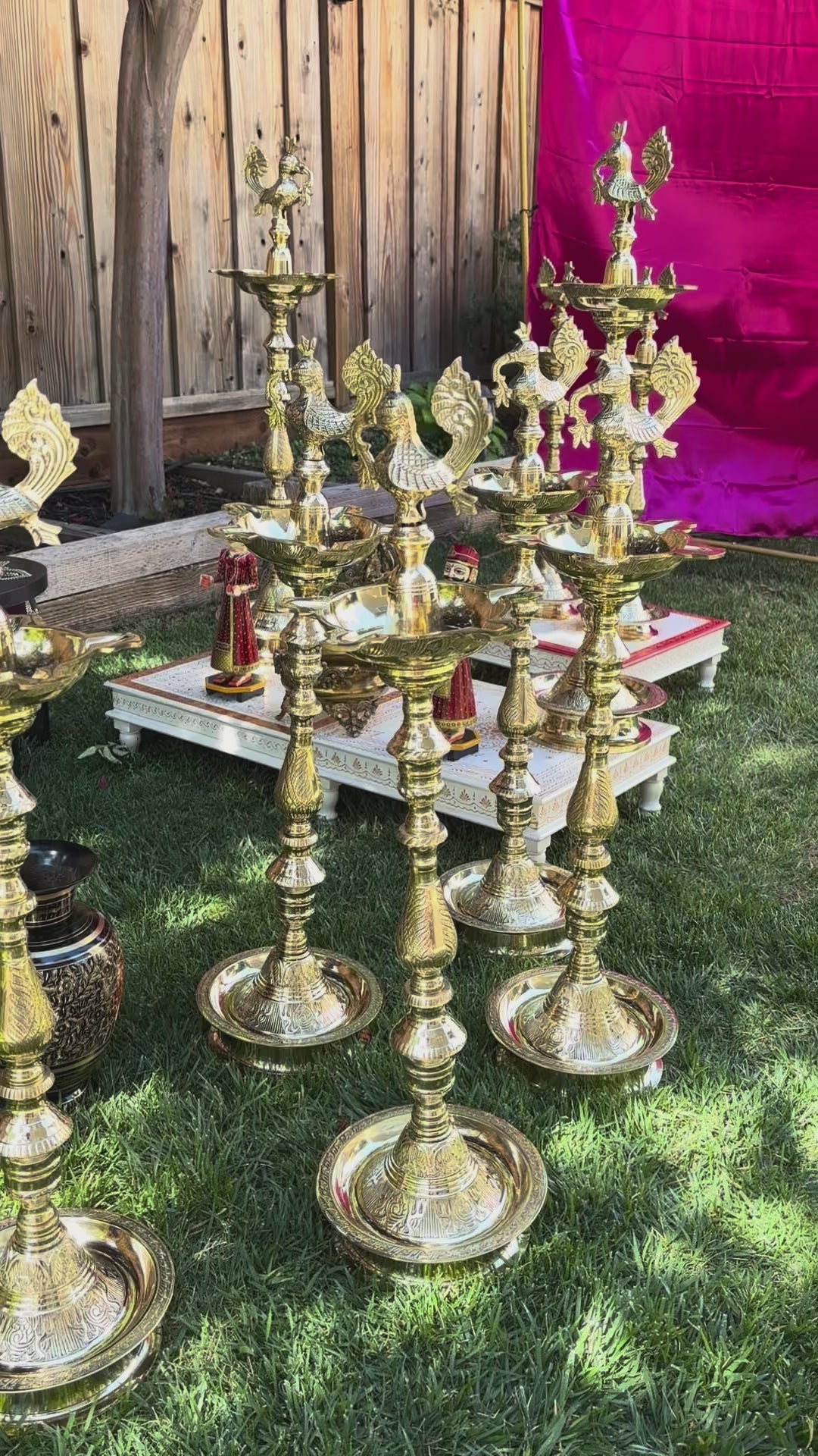 video of Brass Mahabharat Kuthu Vilakku Diya Oil Lamp