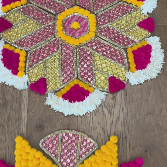 video of Urli Utsav Handcrafted Aesthetic Rangoli Set showcasing two designs
