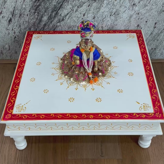 Red Pooja Chowki - Urli Utsav Bajot