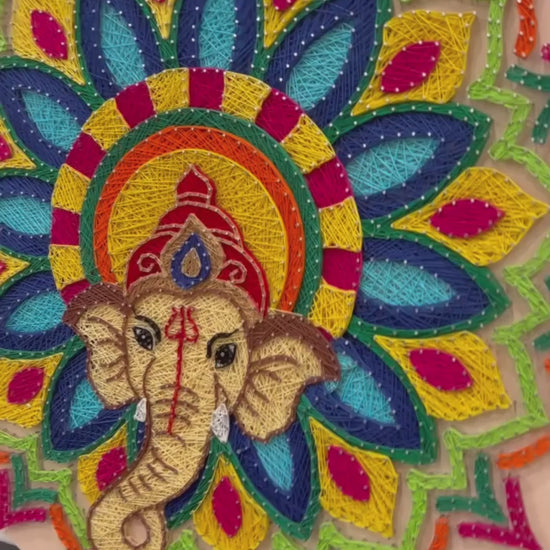 Ganesha in Nail and Thread Art