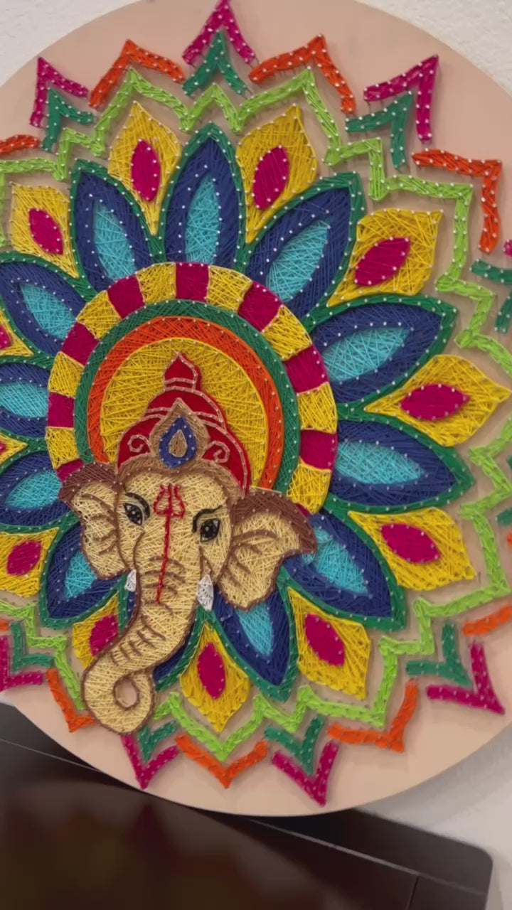 Ganesha in Nail and Thread Art