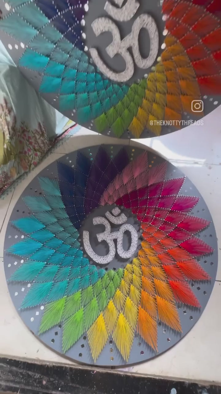 Om (AUM) String Art | Nail and Thread Wall Decor