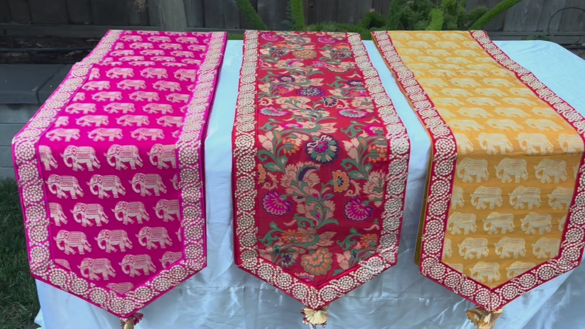 video showcasing color, sparkle, and joy of Diwali!  Handcrafted table runner by Urli Utsav for your festive home.