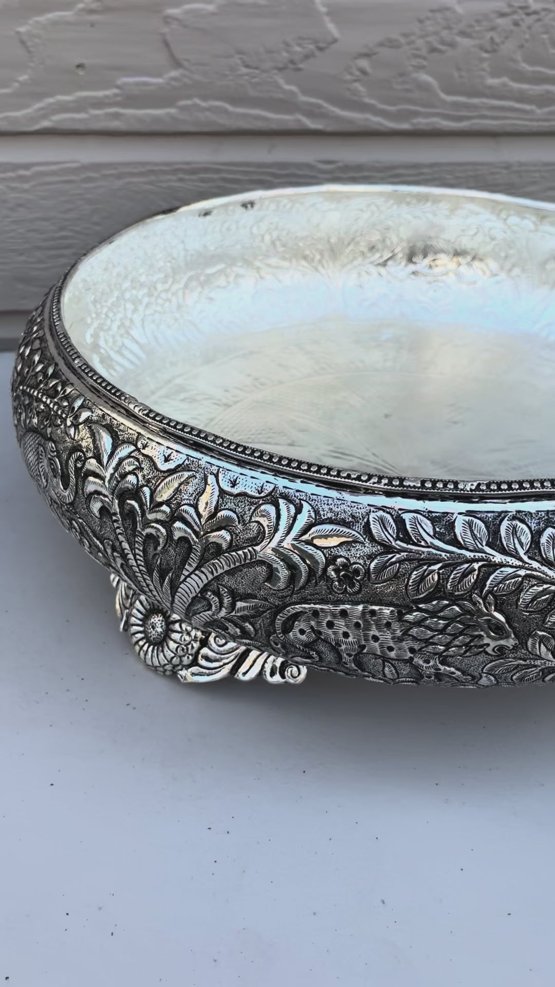 German Silver 17 inches jungle theme urli by urli utsav decor
