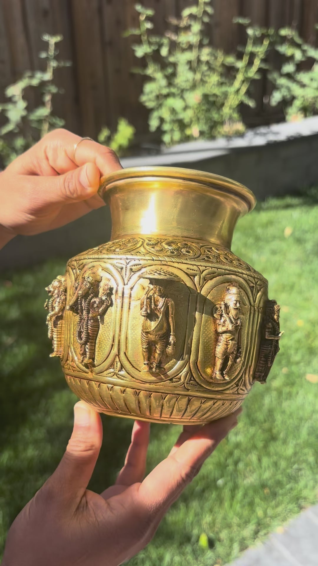 video of Brass Ashtalakshmi Kalash – Hand-Engraved Pooja Lota for Kalash Sthapana, Diwali, Navratri, Wedding & Housewarming Gifts