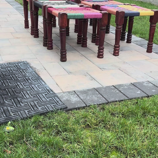 video of handwoven charpai stool, a perfect blend of traditional Indian design and modern boho aesthetics