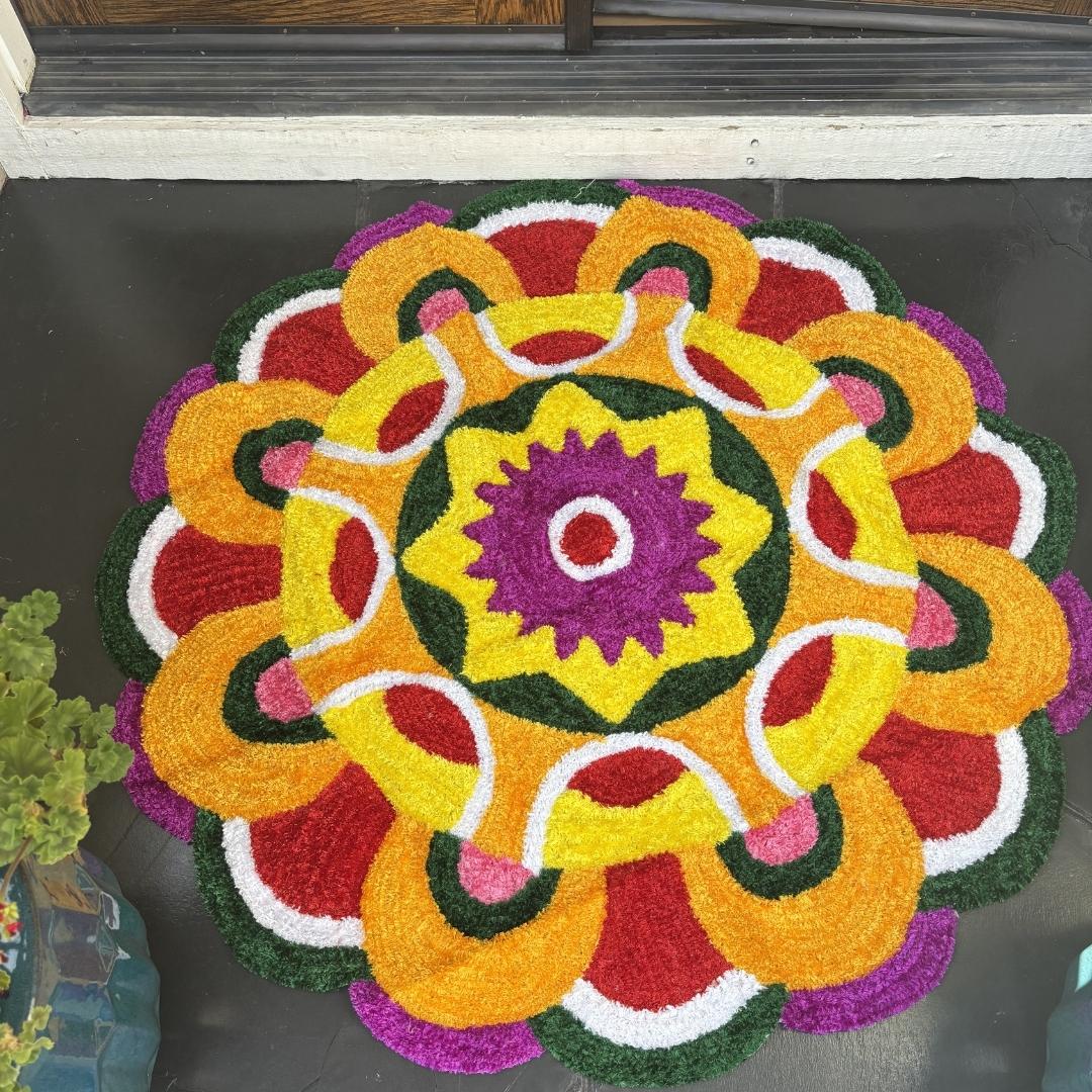 Indian Classic design Rangoli Mat, handmade multicolor Diwali home decoration