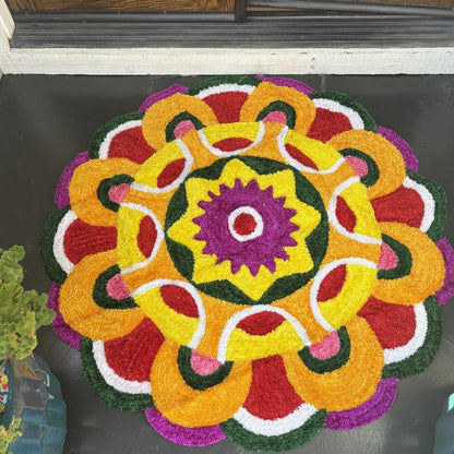 Indian Classic design Rangoli Mat, handmade multicolor Diwali home decoration
