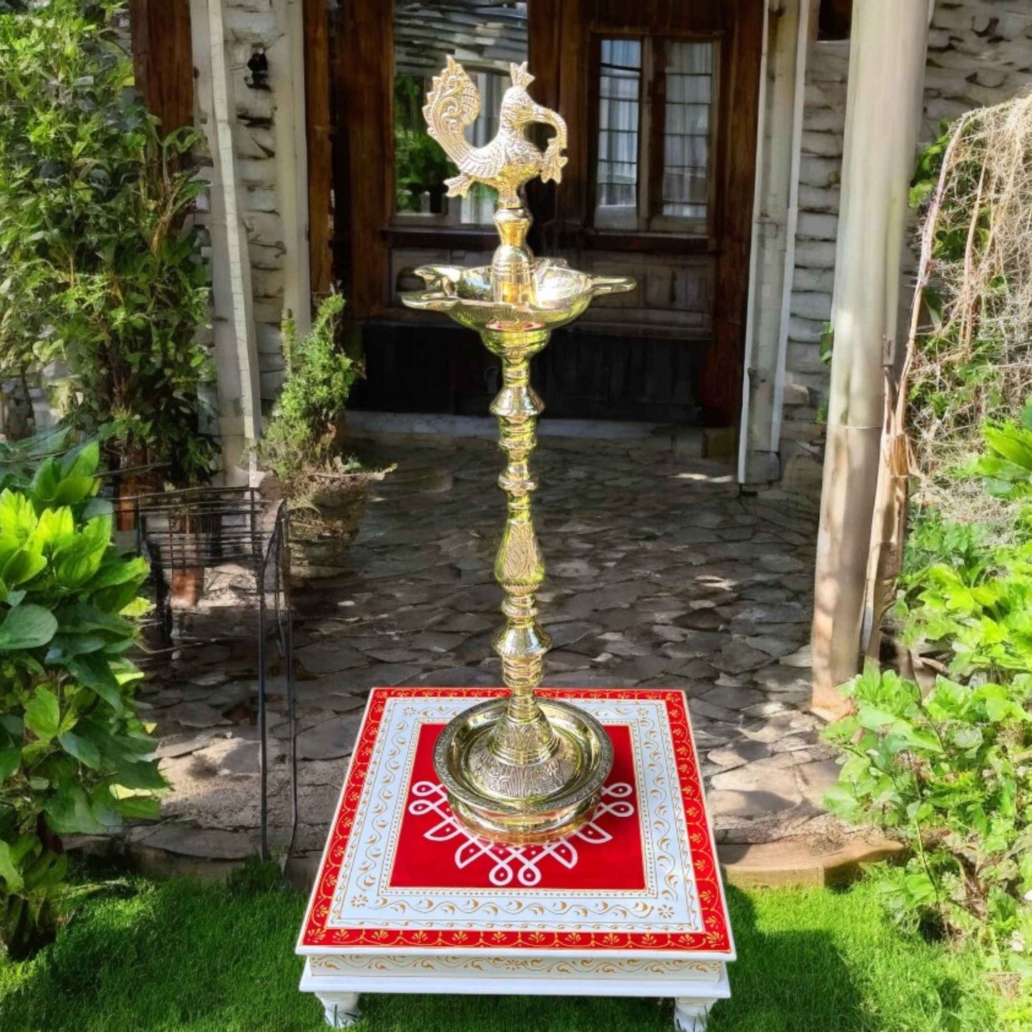 Bajot and Brass Mahabharat Diya Kuthu Vilakku Pooja Lamp | NILAVILAKKU
