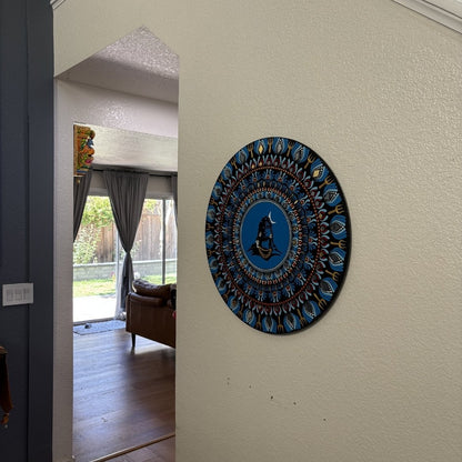 adiyogi wall art by urli utsav decor installed in sa home