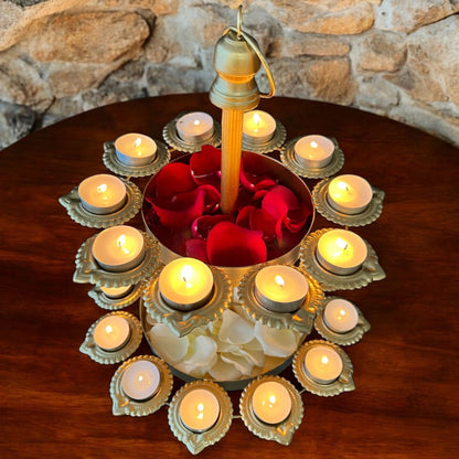 Double Layer Diya Urli with 18 Candle Holders - Elegant Home Decor