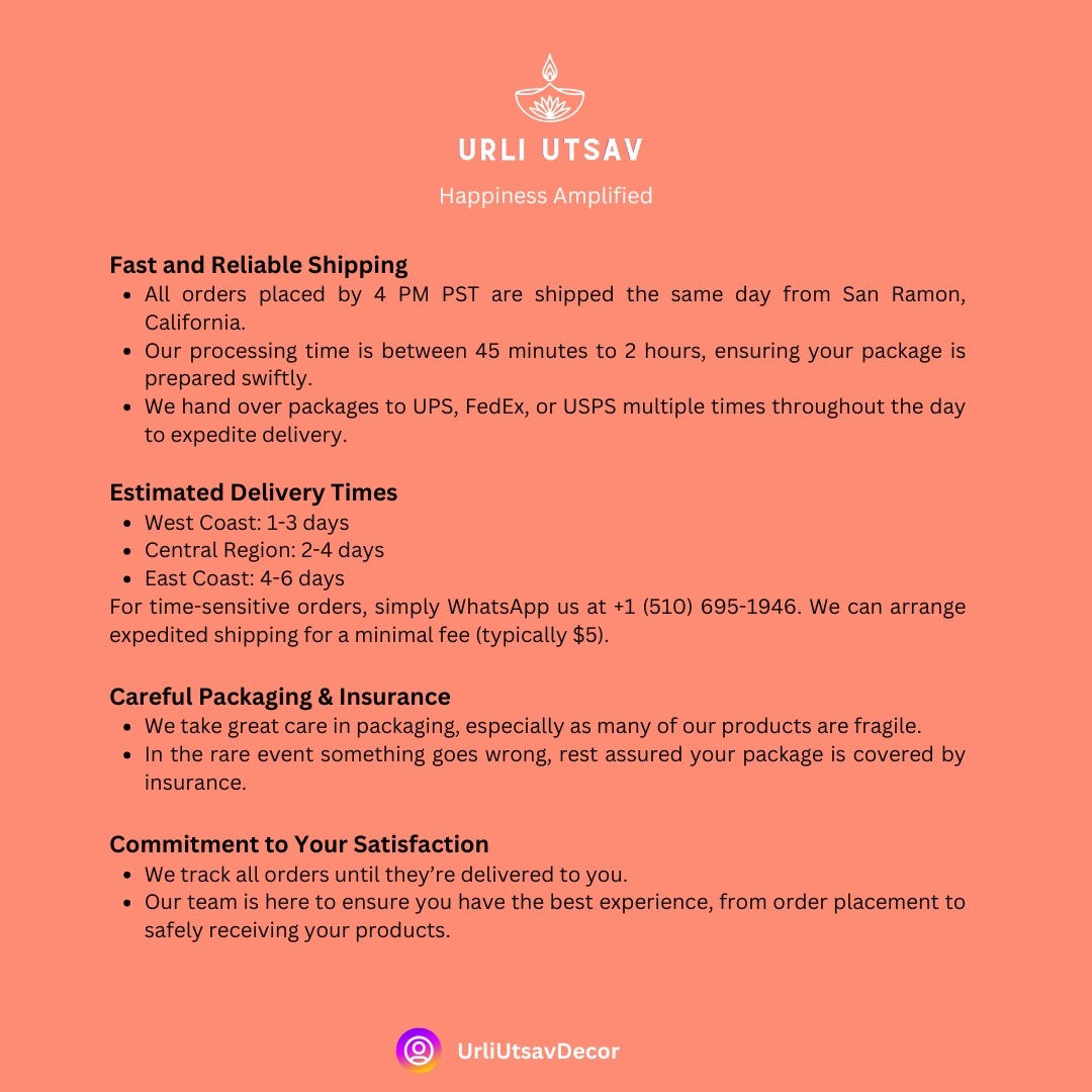 Urli Utsav shipping policy information - Indian decor store in USA